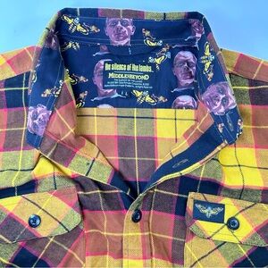 NWOT Middle of Beyond Silence of the Lambs Buffalo Bill Plaid Flannel Shirt Lg